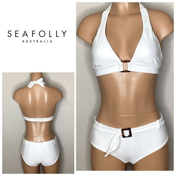 New. SEAFOLLY white high waisted bikini. US size 6/8. Retails $175 - Picture 1 of 12